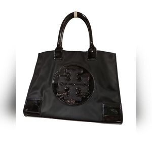 TORY BURCH BLACK NYLON TOTE BAG